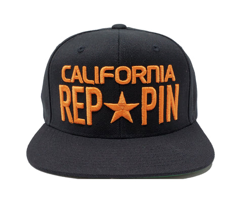 California Reppin Black and Orange Snapback