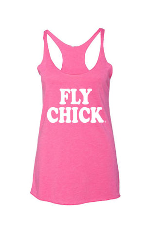 Fly Chick Retro Vintage Pink Logo Tank