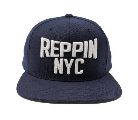 Reppin NYC Navy and White Snapback